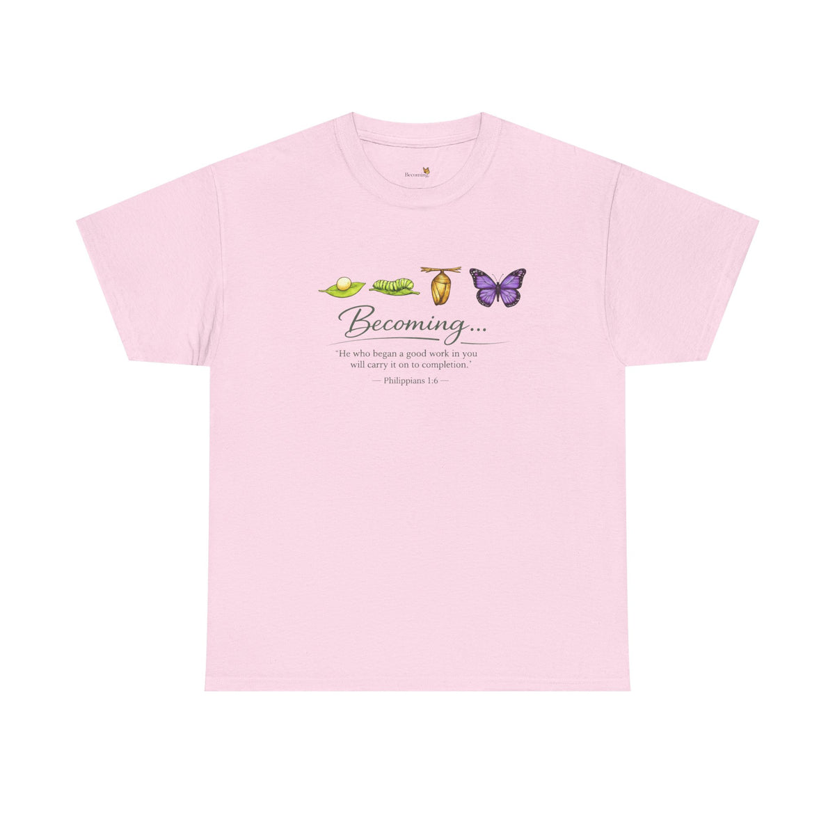 Purple Becoming Butterfly T-Shirt — Inspirational Caterpillar to Butterfly Transformation Tee