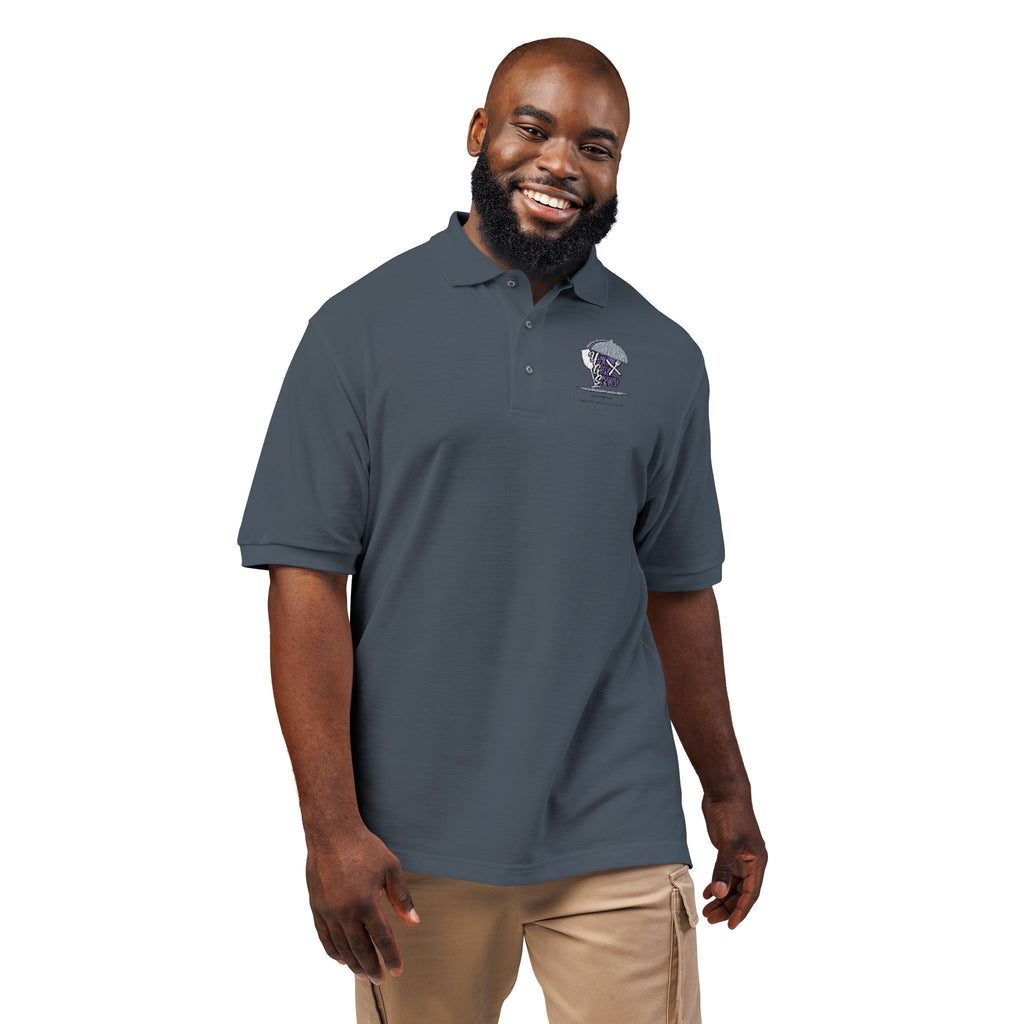 Embroidered Skull & Roses Polo Shirt - Gothic Floral Work Polo