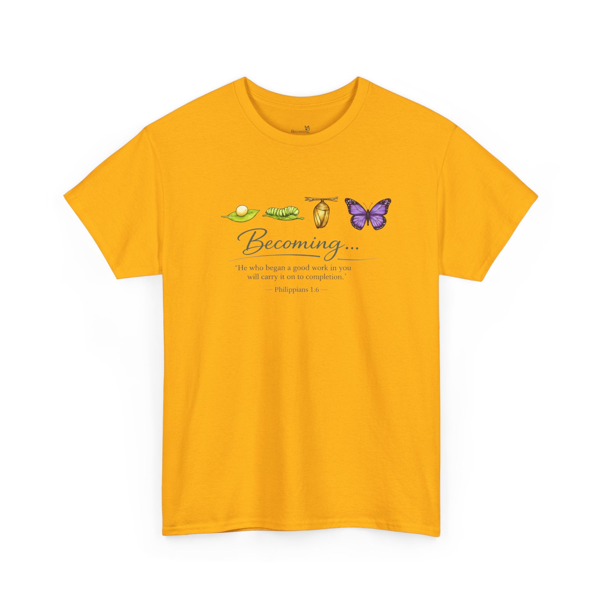 Purple Becoming Butterfly T-Shirt — Inspirational Caterpillar to Butterfly Transformation Tee