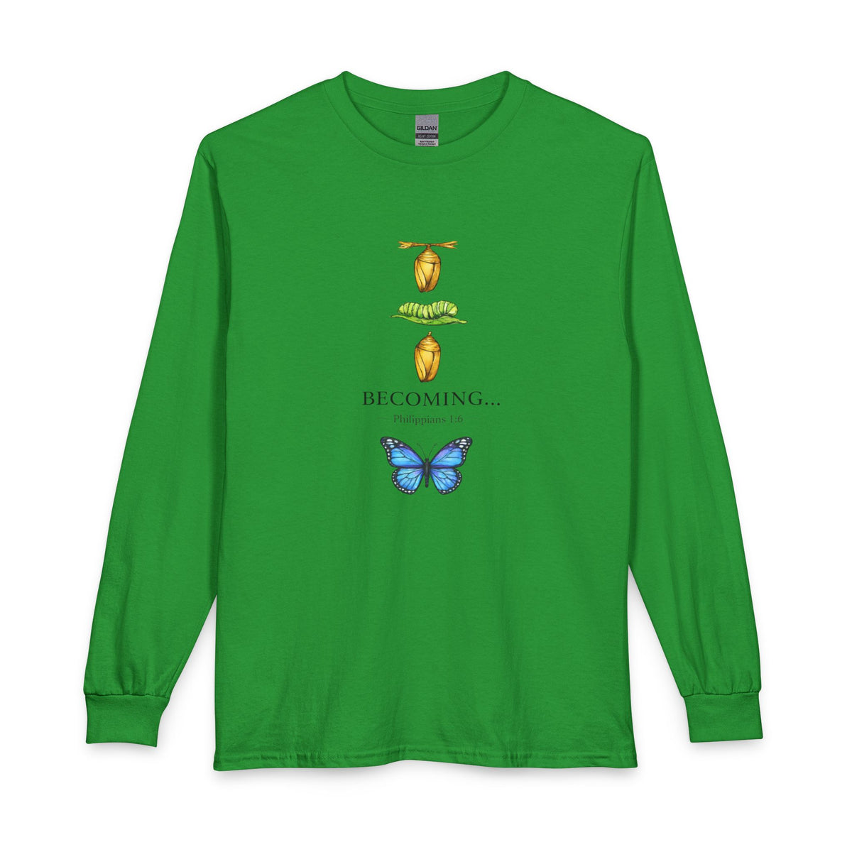 Becoming… Metamorphosis Long Sleeve Tee – Butterfly Life Cycle Shirt