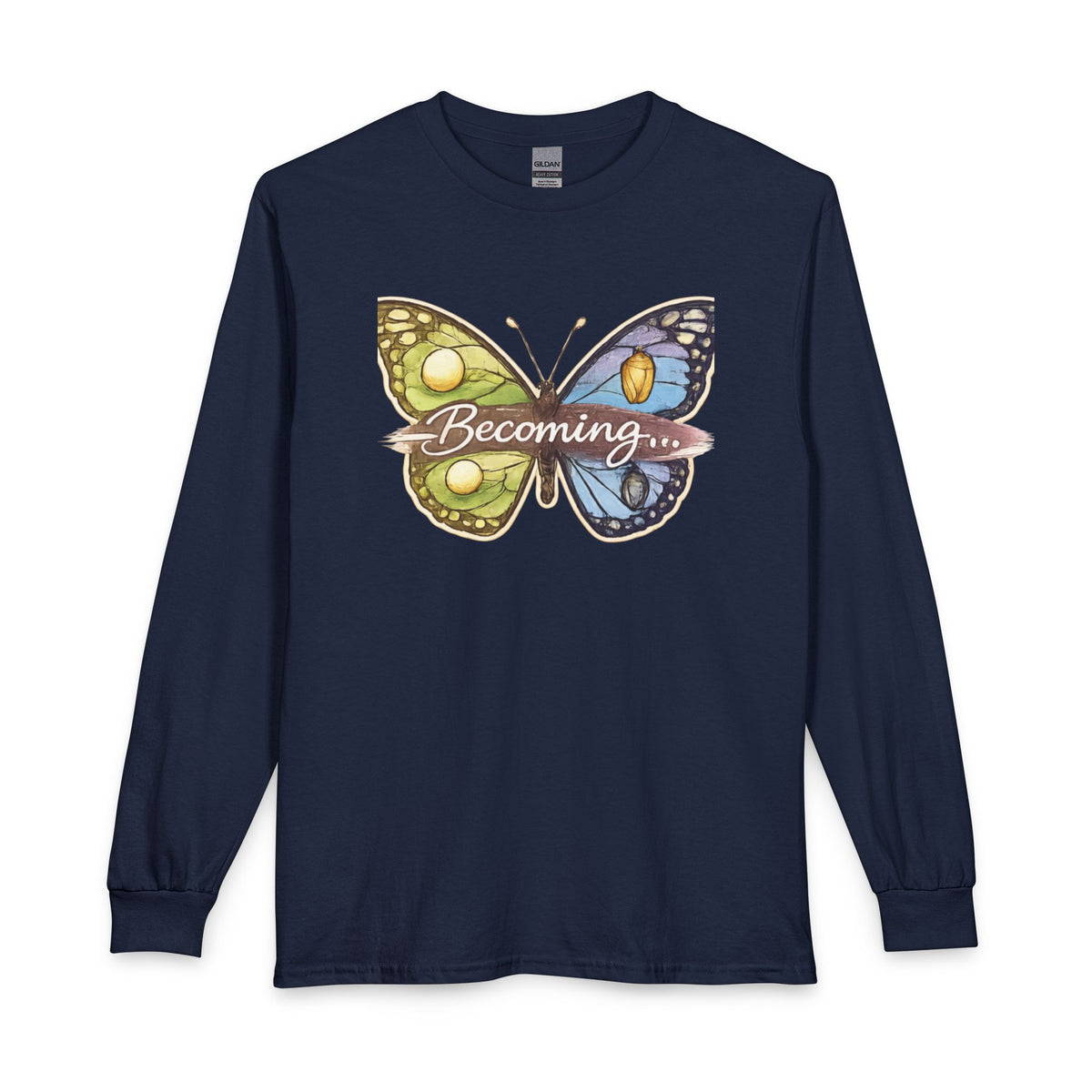 Becoming Butterfly Long Sleeve Shirt — Inspirational Transformation Tee