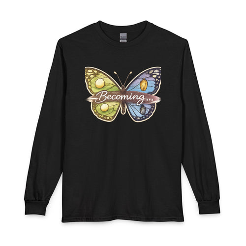 Becoming Butterfly Long Sleeve Shirt — Inspirational Transformation Tee