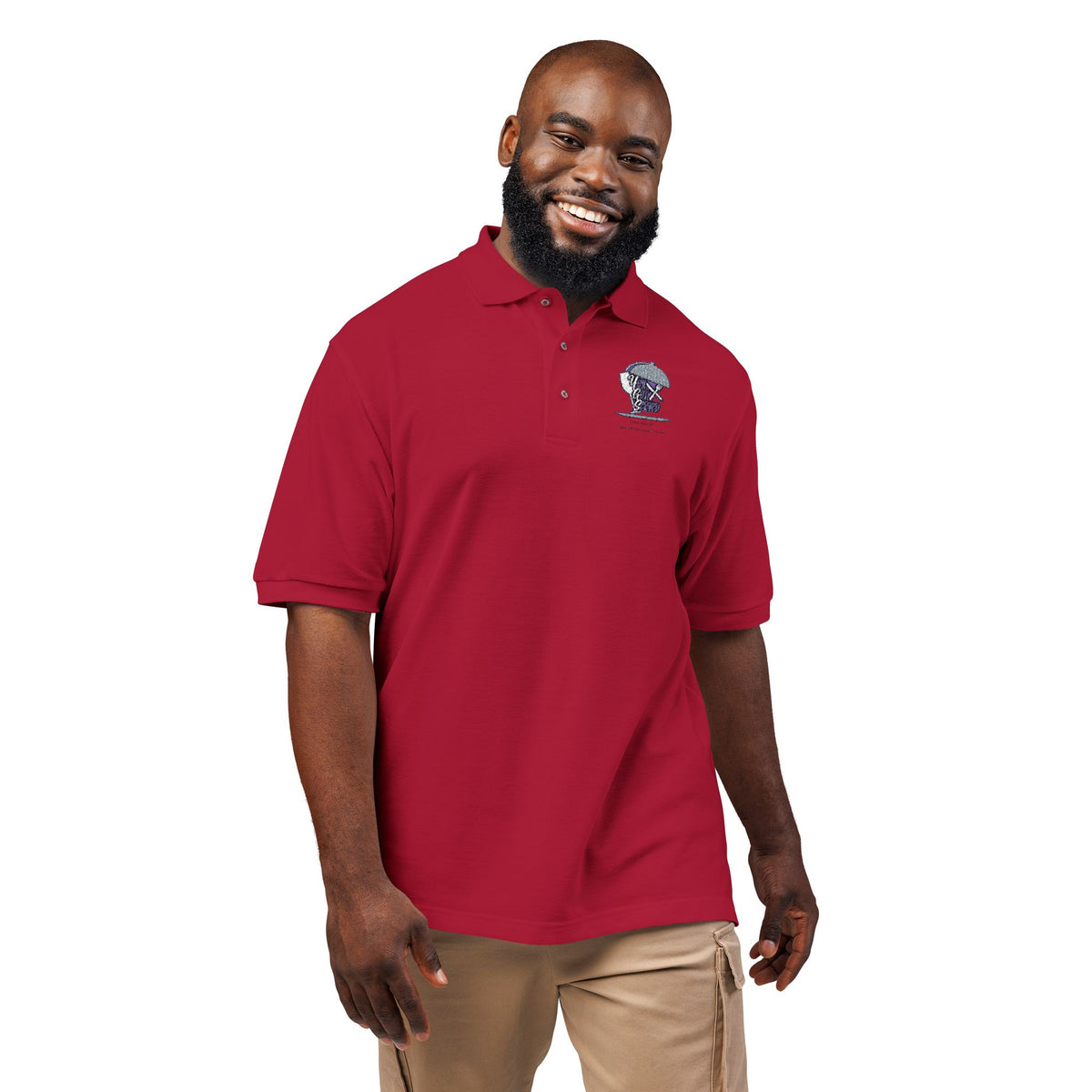 Embroidered Skull & Roses Polo Shirt - Gothic Floral Work Polo