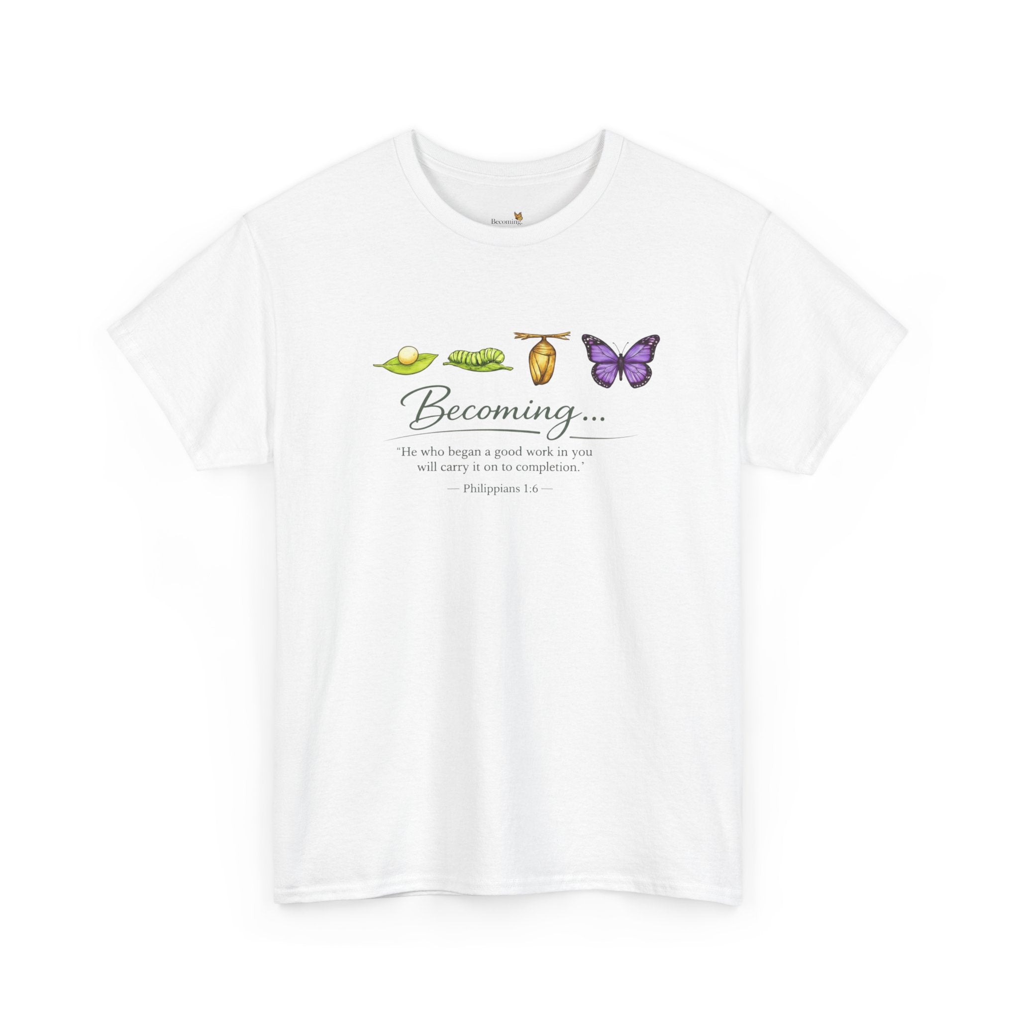 Purple Becoming Butterfly T-Shirt — Inspirational Caterpillar to Butterfly Transformation Tee