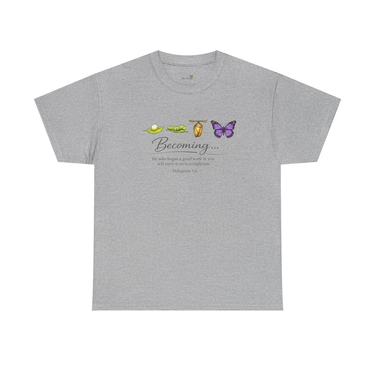 Purple Becoming Butterfly T-Shirt — Inspirational Caterpillar to Butterfly Transformation Tee