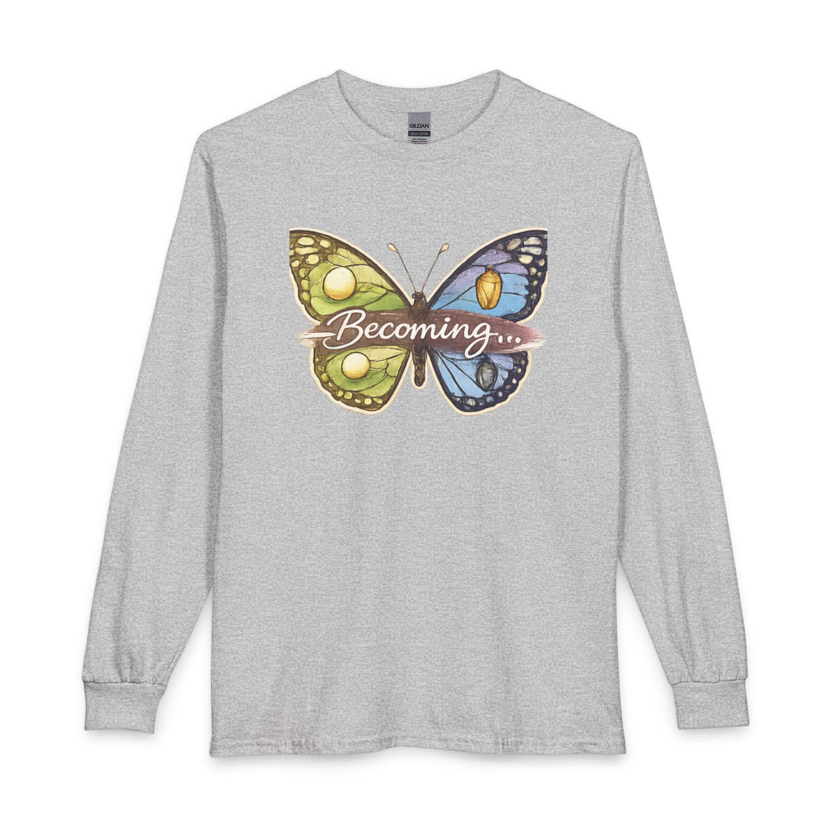 Becoming Butterfly Long Sleeve Shirt — Inspirational Transformation Tee