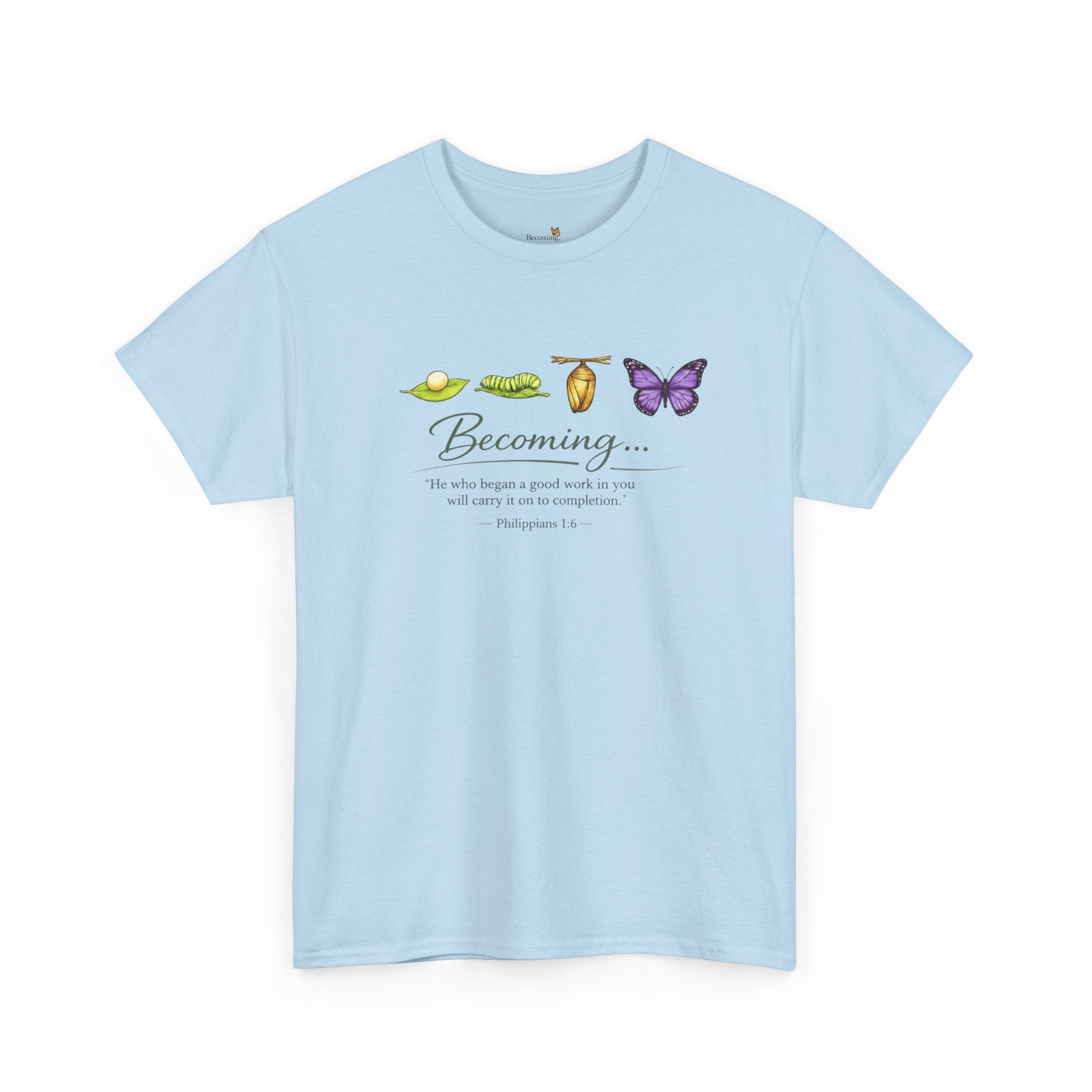Purple Becoming Butterfly T-Shirt — Inspirational Caterpillar to Butterfly Transformation Tee