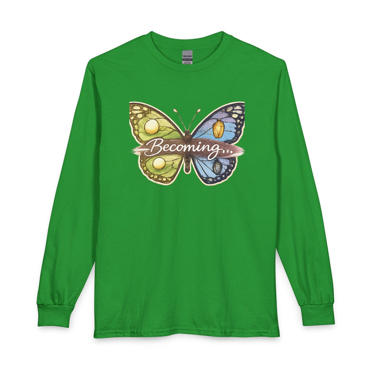 Becoming Butterfly Long Sleeve Shirt — Inspirational Transformation Tee