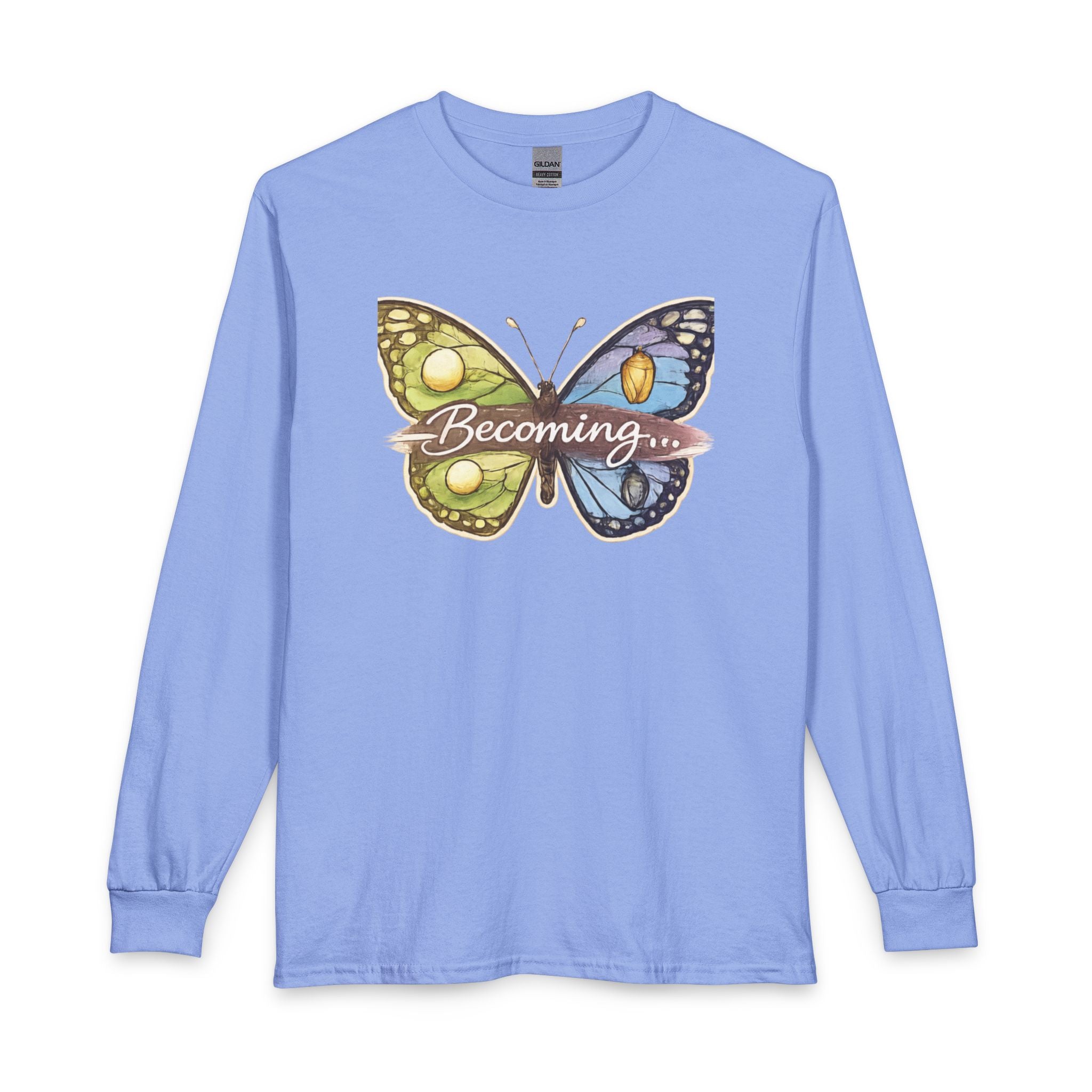 Becoming Butterfly Long Sleeve Shirt — Inspirational Transformation Tee