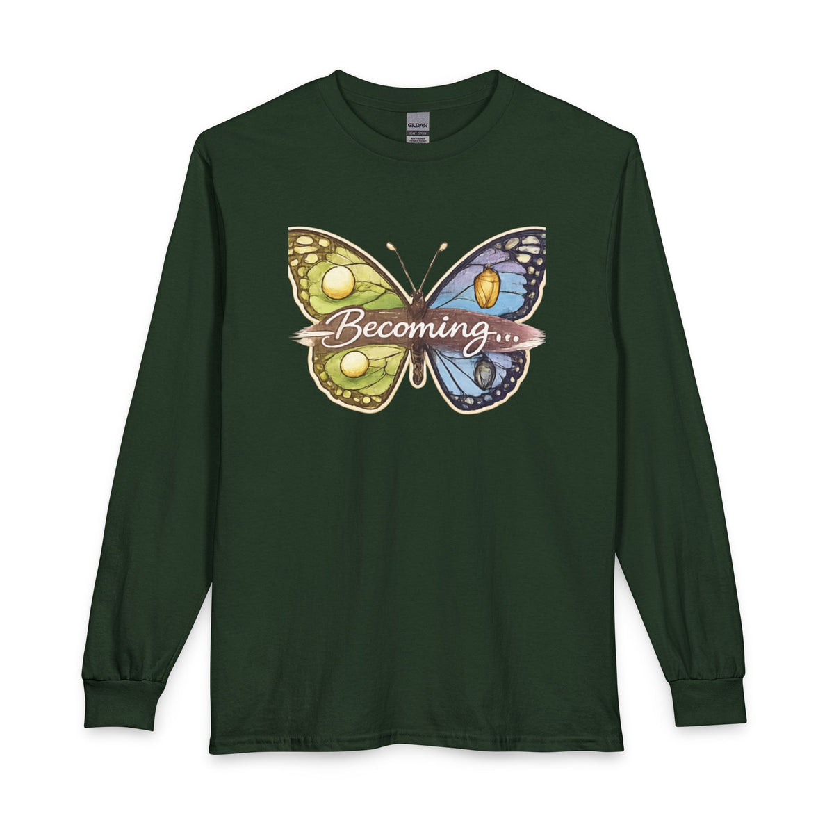 Becoming Butterfly Long Sleeve Shirt — Inspirational Transformation Tee