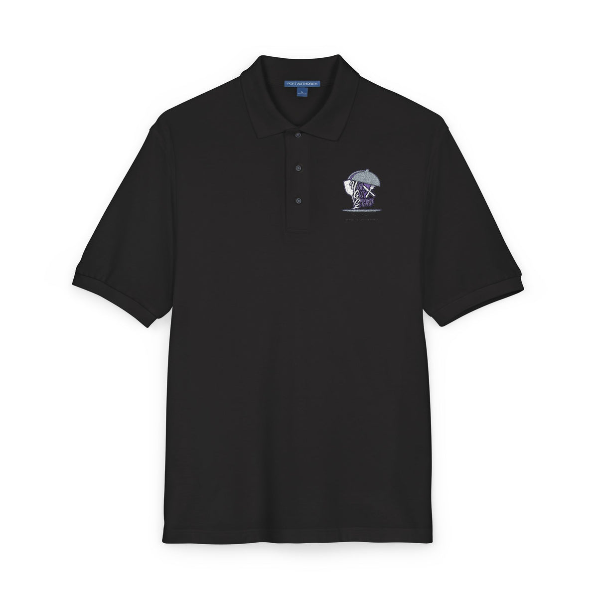 Embroidered Skull & Roses Polo Shirt - Gothic Floral Work Polo