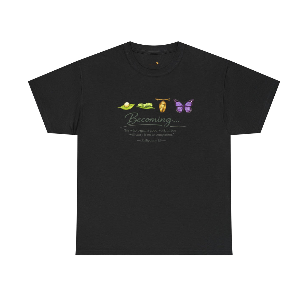 Purple Becoming Butterfly T-Shirt — Inspirational Caterpillar to Butterfly Transformation Tee