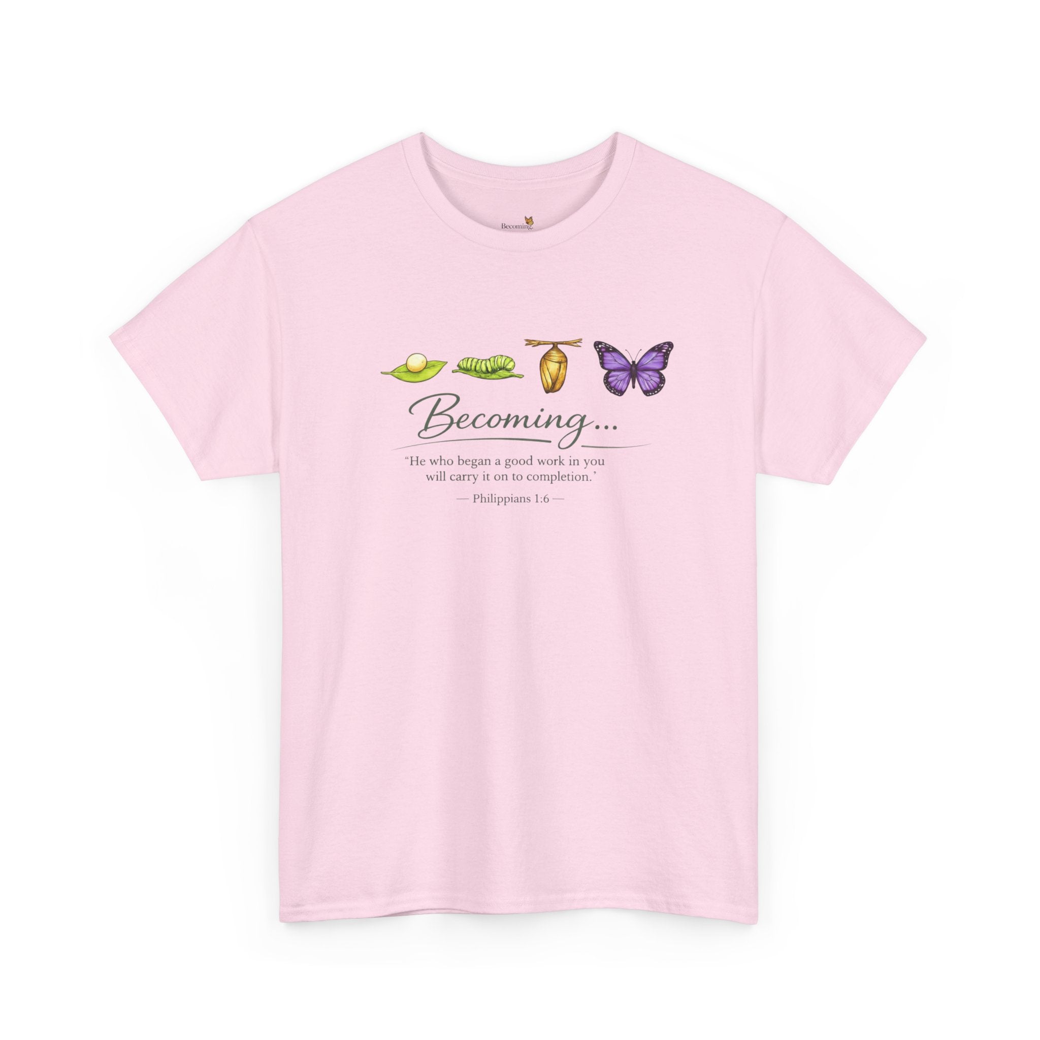 Purple Becoming Butterfly T-Shirt — Inspirational Caterpillar to Butterfly Transformation Tee