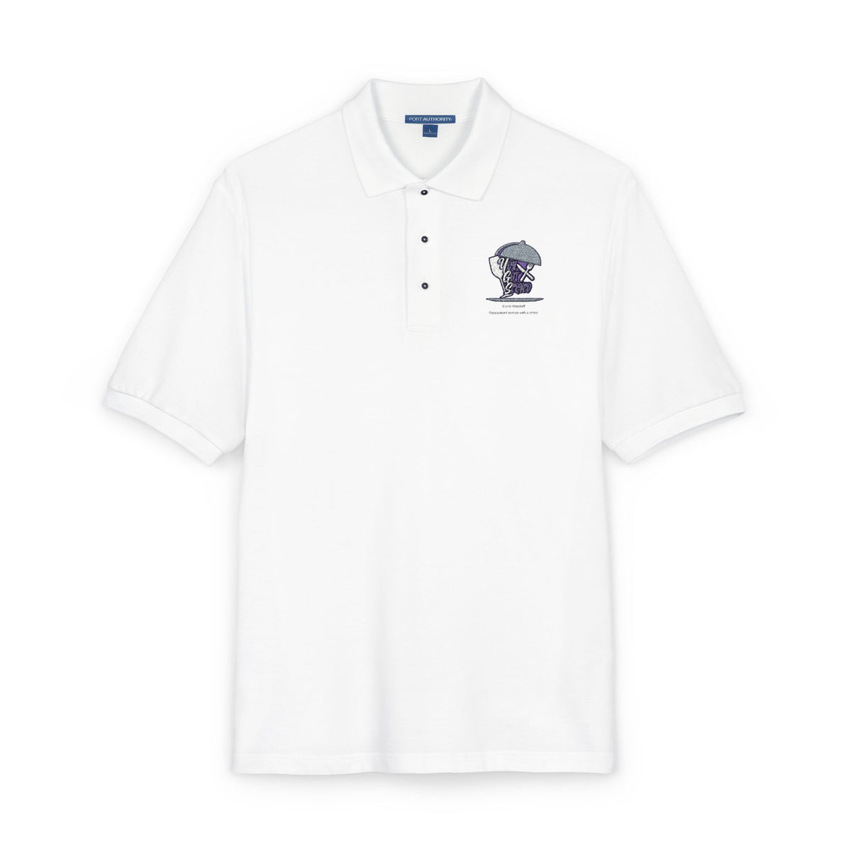 Embroidered Skull & Roses Polo Shirt - Gothic Floral Work Polo