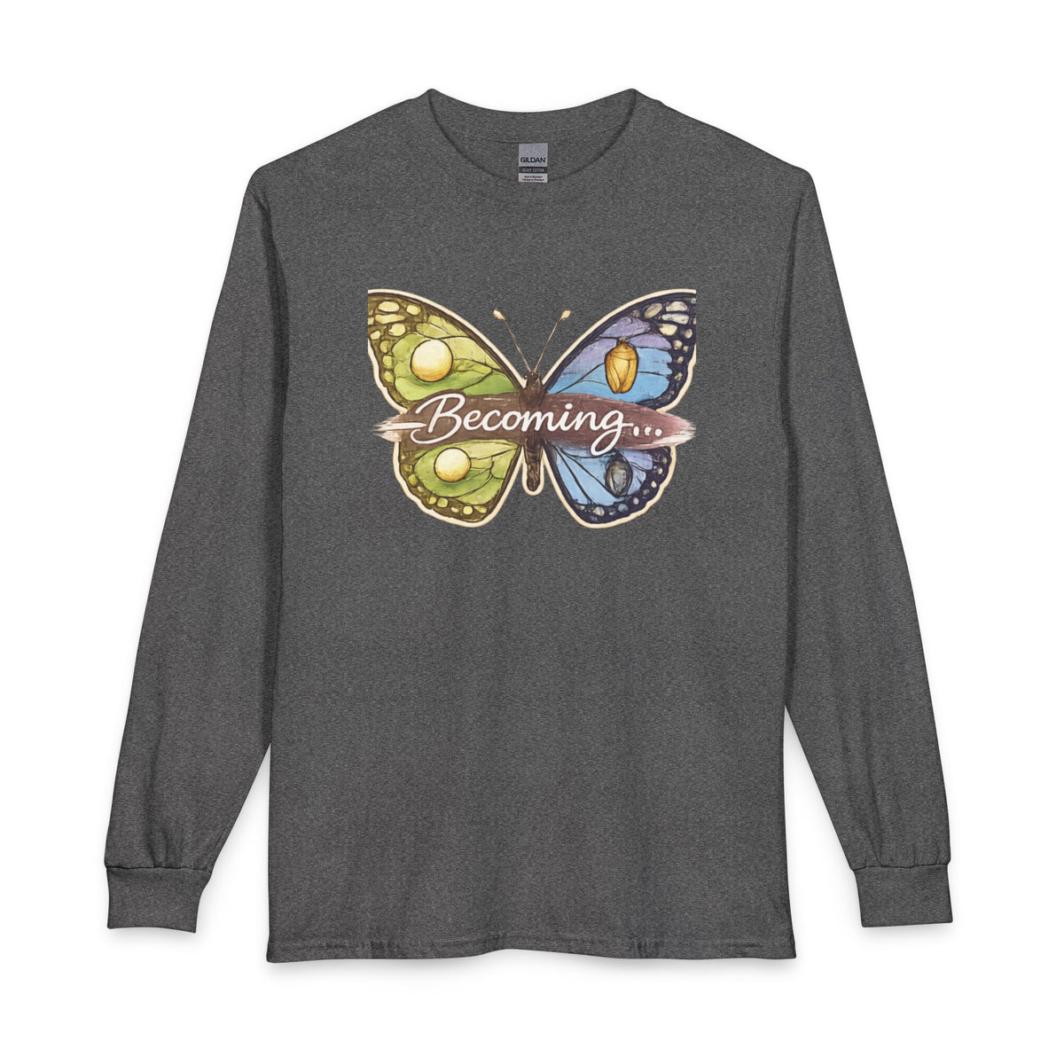 Becoming Butterfly Long Sleeve Shirt — Inspirational Transformation Tee