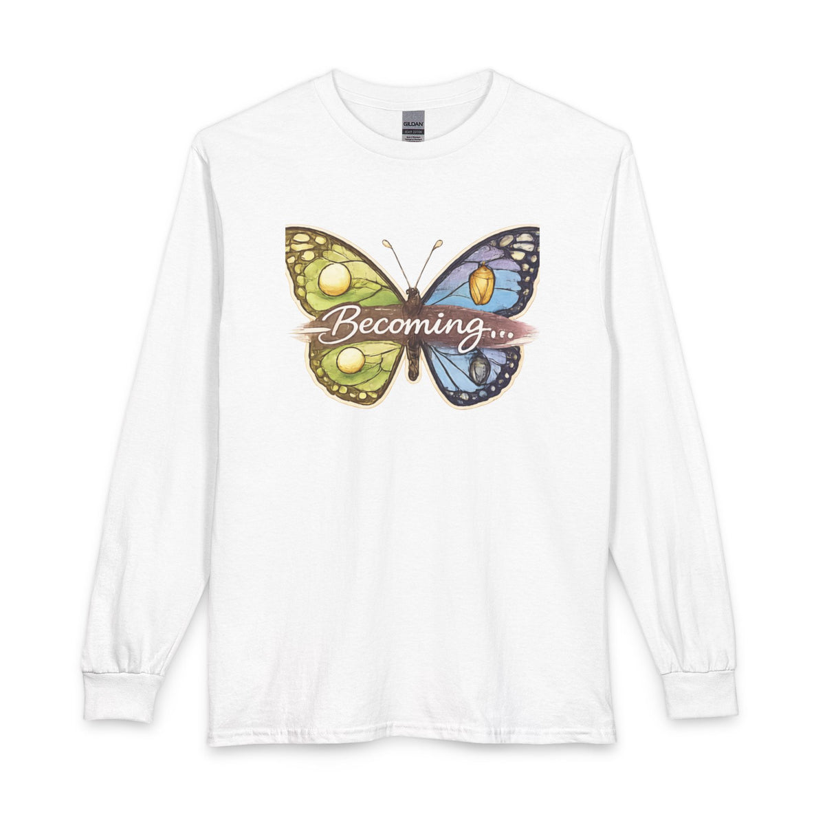 Becoming Butterfly Long Sleeve Shirt — Inspirational Transformation Tee