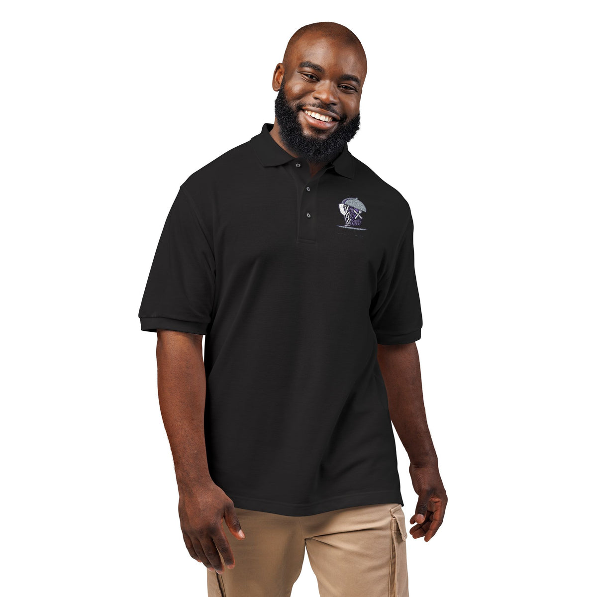 Embroidered Skull & Roses Polo Shirt - Gothic Floral Work Polo